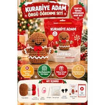 Selfıko Kurabiye Adam Örgü Öğrenme Seti Yılbaşı Yeni Yıl Amigurumi Başlangıç Hobi Kiti Çok Renkli