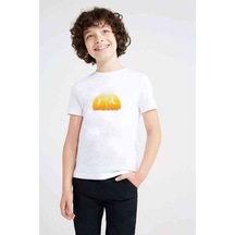 Tshirthane Silhouette Merry Go Sunset Baskılı Unisex Çocuk Beyaz T-Shirt