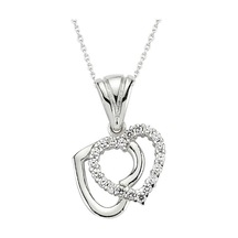 Kenpazar 925 Ayar Gümüş Çift Kalpli Kadın Gümüş Kolye Çok Renkli