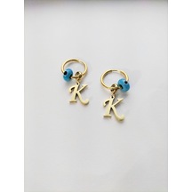 Hg.Aksesuar Kadın Boncuklu Çelik K Harf Küpe