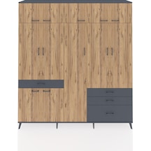 Hyperion Dolap 11 Raflı 4 Çekmeceli 2 Askılı 220x44x243 Antrasit-çam/antrasit Atlas Çam/antrasıt