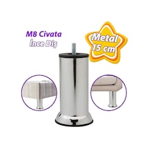 Metal Destek Ayağı 15 Cm Krom Mobilya Kanepe Baza Koltuk Ünite Ayakları Metrik 8 Civatalı İnce Diş