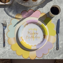 Birthday Kağıt Tabak 22 Cm 12'li Paket Gri