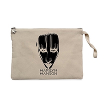 Marilyn Manson Head Krem Clutch Astarlı Cüzdan / El Çantası Krem