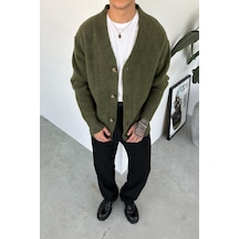 Haki Basic Soft Relaxed Hırka Haki
