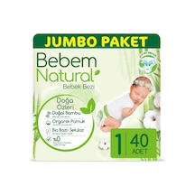 Bebem Natural Yenidoğan Bebek Bezi 1 Numara Jumbo Paket 40 Adet