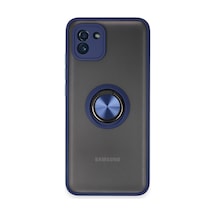 Galaxy Uyumlu  A03 Kılıf Montreal Yüzüklü Silikon Kapak - Lacivert