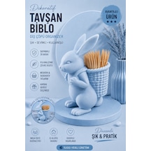 Ognami3d Dekoratif Tavşan Kürdanlık 3d Baskı Masaüstü Organizer - Mavi