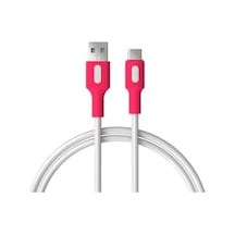 Usb A-c Hızlı Şarj Kablosu Beyaz + Beyaz/pembe Uç 150 Cm