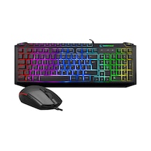 Kb-r310 Broker Siyah Usb Gökkuşağı Zemin Aydınlatmalı Oyuncu Klavye + Mouse Set Optik