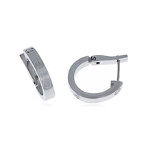 Kadın Sembol Detay Küçük Halka Model Silver Renk Çelik Küpe Silver