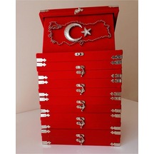 Kutulu Filografi Türk Bayrağı 15x22,5 Cm Bakır Tel El Sanatı Özel Sunum