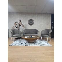 Zafir Teddy Takım Beyaz Boyalı Sivriltme Ayak Çay Seti Koltuk - Berjer , Balkon, Salon, Ofis Kahverengi