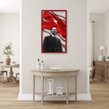 Ay Yıldızlı Bayrak Ve Atatürk Portresi - Metal Tablo - Dec0287 56 X 95 Cm Çok Renkli