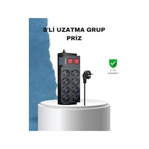 2 Metre Güçlü Çoklu Priz 8 Soket 0