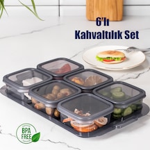 Porsima 2043 Tepsili 6 Bölmeli Kahvaltılık Seti Füme Porsima 2043 Tepsili 6 Bölmeli Kahvaltılık Seti Füme