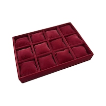 Yerli Üretim Süet Kumaş Bordo Renk 34/24 Cm 12 Yastıklı Çekmece Içi Takı Kutusu Çok Renkli