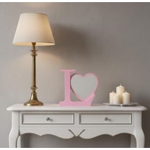 Love Kalpli Fotaraflı Ledli Işıklı Sihirli Ayna Pembe