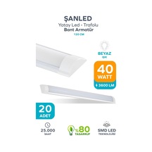 Tr 120 Cm 40 Watt Yatay Led Bant Armatür-trafolu Beyaz Işık-1-2-4-5-8-10-20-40 Adettir Beyaz- 20 Adet Diğer