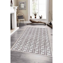 Bej Spor Kaymaz Tabanlı Makinede Yıkanabilir Halı Lb007n11