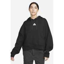 Nike Acg Therma-fıt Loose Fit "tuff Knit" Fleece Hoodie Women's Kadın Bol Kesim Polar Sweatshirt Siyah Siyah
