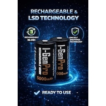 I-gen Batteries Pro Hr14 C Orta Boy 5000 Mah Şarj Edilebilir C Boy 1.2v Ni-mh Şarjlı Pil 2'li Paket