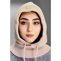 Uniquetrenders Balaclava Fitilli Triko Tesettür Örgü Bere Başlık Pudra