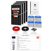 Lexron 6.2 Kva 6200w Mppt + 4x590w Güneş Paneli + 4x105ah Jel Akü Solar Enerji Paketi
