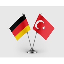 Almanya Bayrağı Ve Türk Bayrağı İkili Saten Masa Bayrağı Takımı Diğer