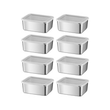 8 Adet 304 Çelik 550 Ml Yemek Meyve Et Buzdolabı Beslenme Saklama Kabı Mt107-8 Gri