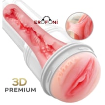 Erofoni Premium Model Süper Realistik 24 Cm Fener Tipi Saklama Kaplı 3d Model Yapay Suni Vajina Mastürbatör