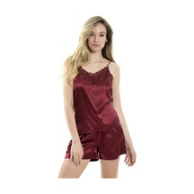 Magic Form 17236 Kadın Saten İp Askılı Şortlu Takım -bordo Bordo