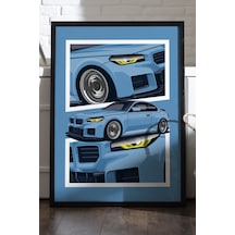 Bmw M2 Siyah Ahşap Çerçeveli Poster, Dekoratif Araba Duvar Tablosu