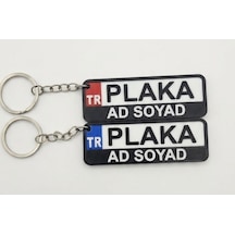 Kişiye Özel Plaka Anahtarlık 1adet Beyaz - Siyah