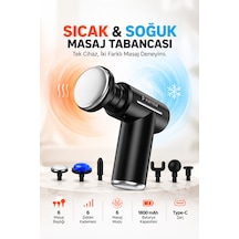 Masaj Tabancası Sıcak & Soğuk 6 Kademeli 6 Başlıklı Şarjlı Masaj Seti Siyah