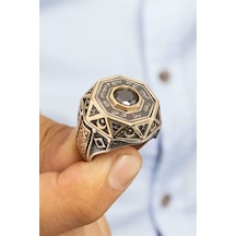 Özel Koleksiyon Ay Yıldız Motifli Korunma Duası Gümüş Erkek Yüzük -8416 Gümüş