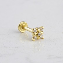 Glorria Altın Yonca Tragus Piercing Sarı