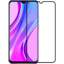 Microcase Redmi 9 Tam Kaplayan Çerçeveli Tempered Cam Siyah