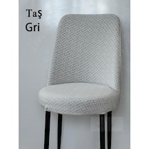 İlmek Desen Oval Sandalye Kılıfı, Sandalye Örtüsü 6 Adet Taş.gri Taş Gri