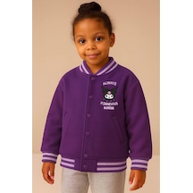 Genel Markalar Kız Çocuk Kolej Hırkası, Sweatshirt , Baskılı, Çıtçıtlı, Önden Kapamalı Mor Mor