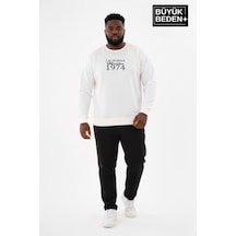 Süperlife Erkek Büyük Beden California 1974 Baskılı Bisilet Yaka İnce Sweatshirt Spr26bsw956-2 Ekru