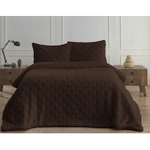 Merinos Dıamond 3 Parça Pietra Kürk Comforter Set Kahve Kahve