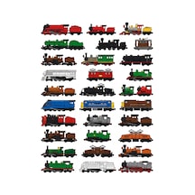 30 Adet Tarihi Buharlı Tren Sticker Seti - Laptop Defter Valiz Çok Renkli