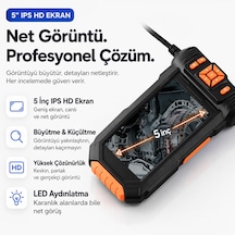 5 Metre 3 Kameralı Ekranlı Kayıt Yapabilen Endoskopi Yılan Kamera