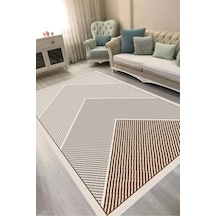 Alanur Kaymaz Yıkanabilir Dijital Baskılı Salon Halısı Trend Geometrik Al4048 Kahverengi