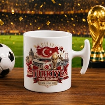Bk Gift Türkiye Taraftar Temalı Dünya Futbol Kupası Tasarımlı Hammer Kupa Bardak-7 Tek Yürek Milli Takım Ruhu Beyaz