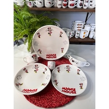 6 Parça Minnie Mouse Model Çocuk Bebek Yemek Takımı Beslenme Seti Çok Renkli