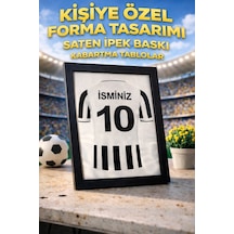 Kişiye Özel Siyah Beyaz İsimli Numaralı Futbol Taraftar Forma Tasarım Siyah Ahşap Çerçeveli Tablo Siyah - 864955043 Siyah