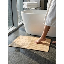 Bambu Banyo Matı, Kaymaz Ahşap Paspas, Suya Dayanıklı, 45x70 Cm, Duş İçin Doğal Ahşap