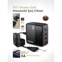 65w Gan 3a 4 Portlu 1,5 Metre Uzatma Kablolu Usb + Type-c Çoklayıcı Masaüstü Şarj Cihazı 1.5 M